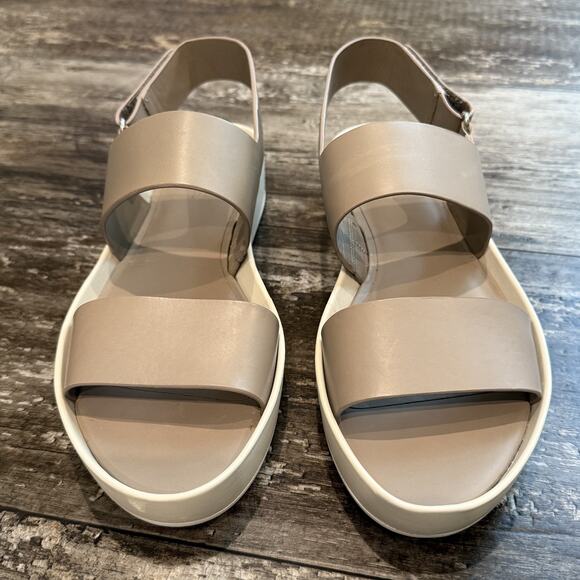 Vince Westport Platform Sandals Womens Size 9M Beige Leather Minimalist NIB - Picture 3 of 12